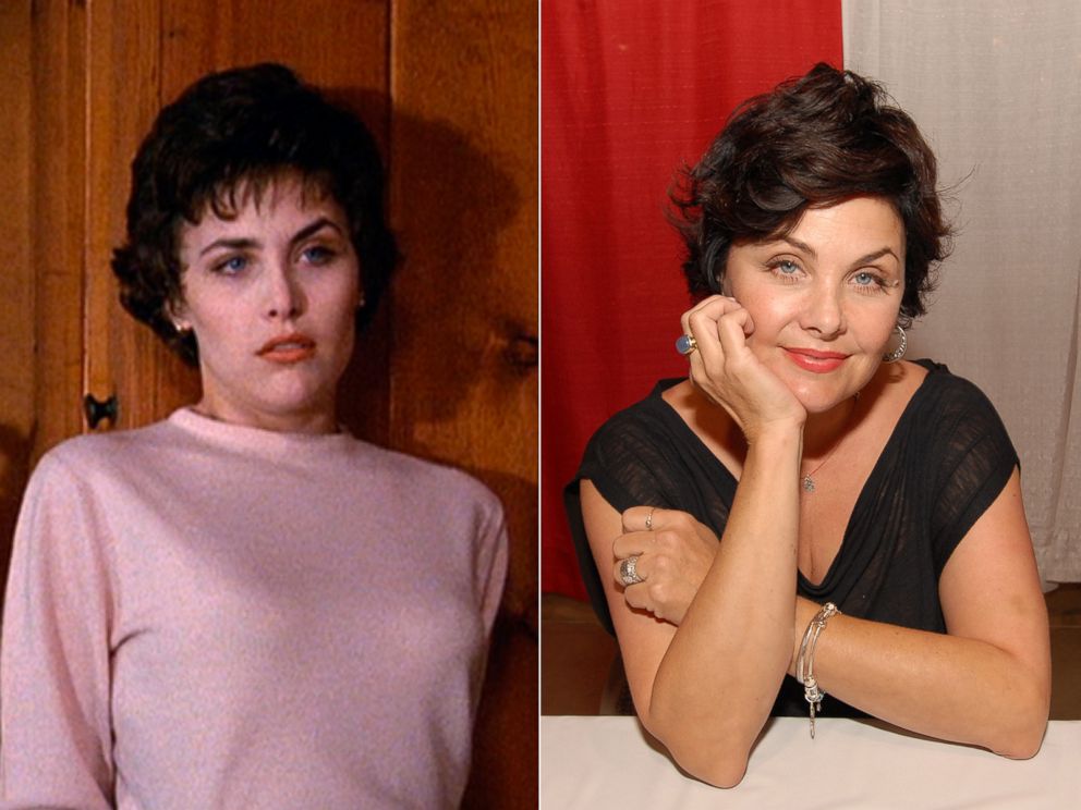 PHOTO: Sherilyn Fenn as Audrey Horne in 'Twin Peaks', 1990. | Sherilyn Fenn in Novi, Mich., May 18, 2012.