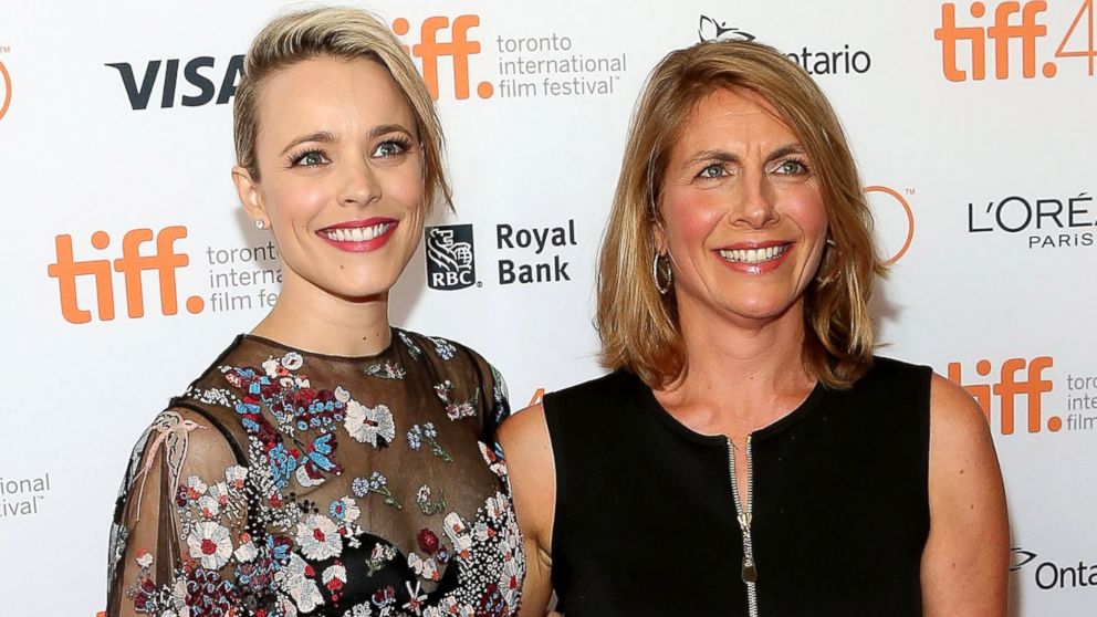 PHOTO: Rachel McAdams, left, and Sasha Pfeiffer pose together at the premiere of "Spotlight" at Princess of Wales Theatre during the 2015 Toronto International Film Festival, Sept. 14, 2015, in Toronto.