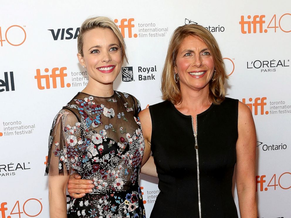 PHOTO: Rachel McAdams, left, and Sasha Pfeiffer pose together at the premiere of Spotlight at Princess of Wales Theatre during the 2015 Toronto International Film Festival, Sept. 14, 2015, in Toronto.