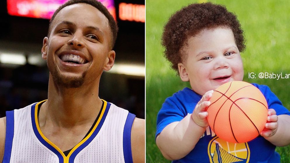 Stephen Curry of the Golden State Warriors reacts during a game against the Phoenix Suns on Feb. 10, 2016 in Phoenix. 'Stuff Curry' is the adorable Stephen Curry look-alike baby taking over Instagram. 
