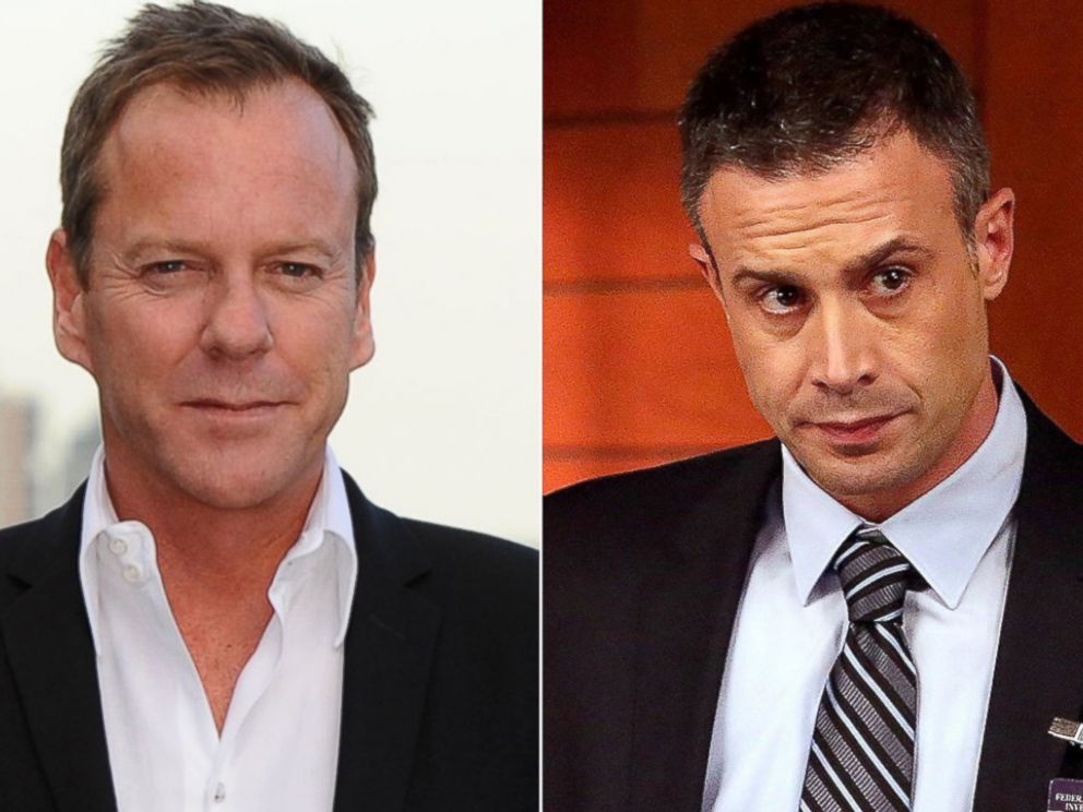 PHOTO: Kiefer Sutherland, left, is pictured on May 6, 2014 in London. Freddie Prinze, Jr., right, is pictured in a March 2014 episode of "Bones."