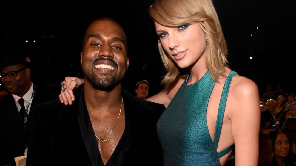 Kanye West and Taylor Swift attend The 57th Annual GRAMMY Awards at STAPLES Center, Feb. 8, 2015, in Los Angeles.
