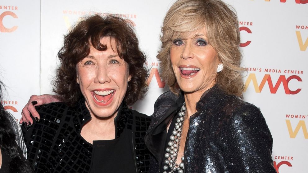 Lily Tomlin and Jane Fonda attend the 2013 Women's Media Awards at 583 Park Avenue, Oct. 8, 2013, in New York City.