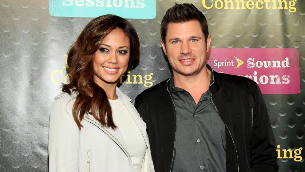 Vanessa Minnillo and Nick Lachey are seen at Webster Hall on April 29, 2014 in New York City.  