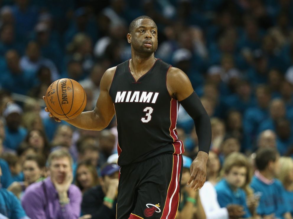 PHOTO: Dwyane Wade #3 of the Miami Heat brings the ball up the court against the Charlotte Hornets during game six of the Eastern Conference Quarterfinals of the 2016 NBA Playoffs on April 29, 2016 in Charlotte, N.C.