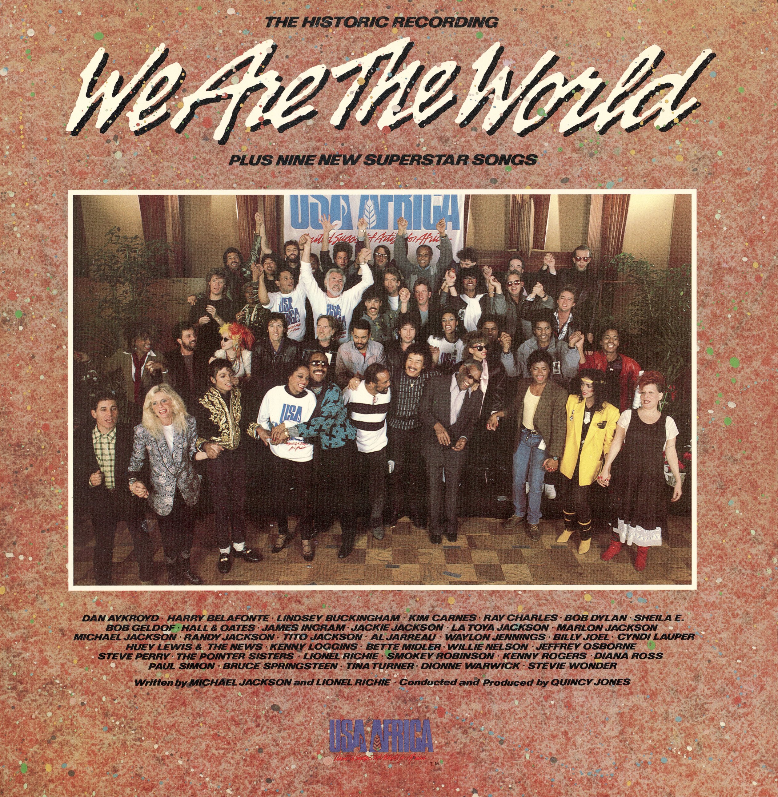 PHOTO: Front cover of the 'USA for Africa We are the World' record album.