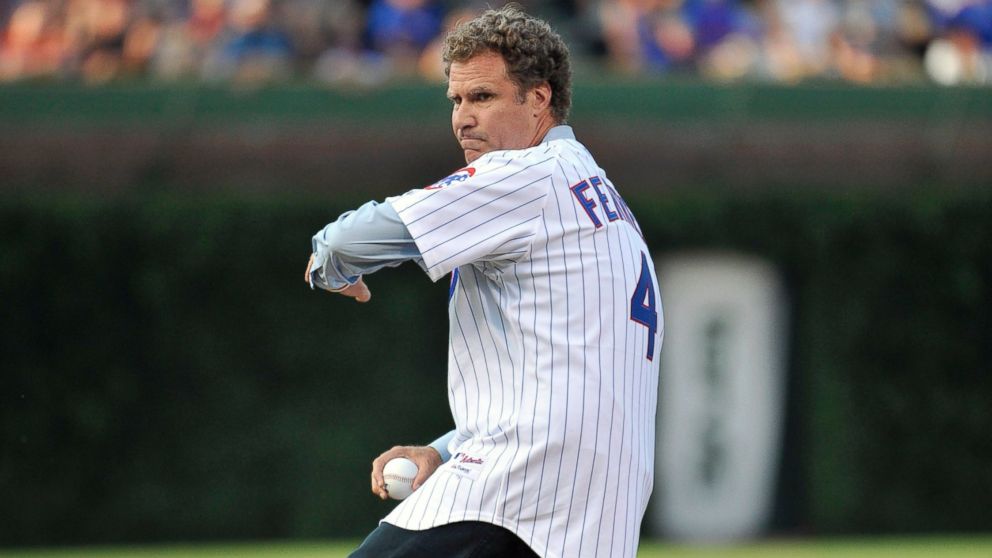 Will Ferrell throws out a ceremonial first pitch before the game between the Miami Marlins and the Chicago Cubs at Wrigley Field in Chicago in this July 18, 2012 file photo.