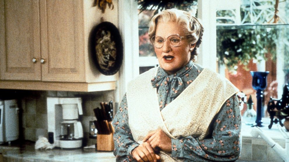 Robin Williams in the kitchen in a scene from the film "Mrs. Doubtfire,"1993. 
