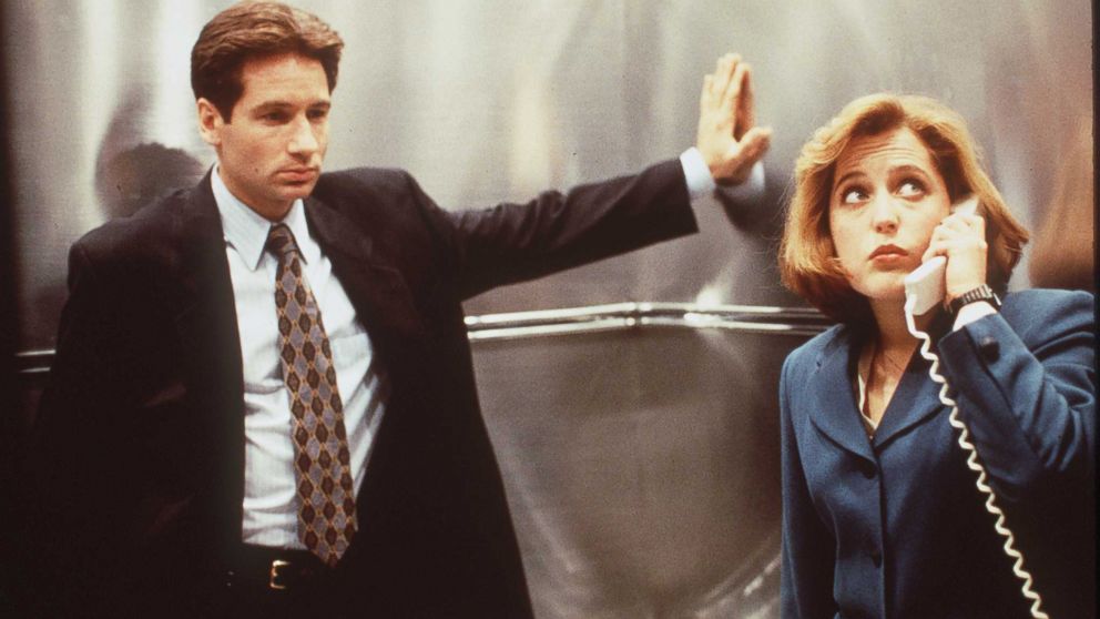David Duchovny and Gillian Anderson in a scene from "The X-Files"