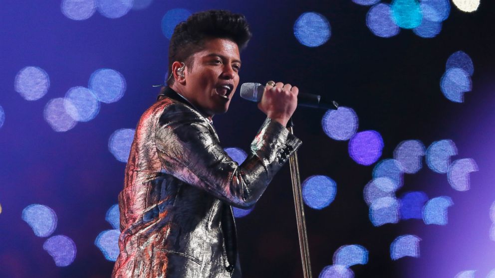 Bruno Mars performs during the Pepsi Super Bowl XLVIII Halftime Show at MetLife Stadium on Feb. 2, 2014 in East Rutherford, N.J.