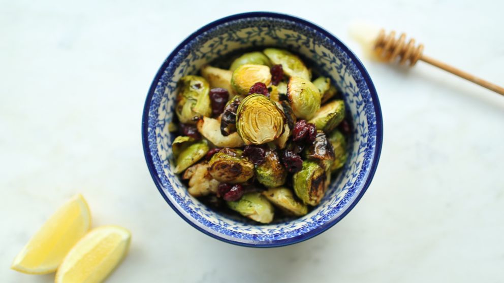 PHOTO: "The Seasoned Life" cookbook author Ayesha Curry shared her recipes for Roasted Pear and Cranberry Brussels Sprouts for your Thanksgiving meal.