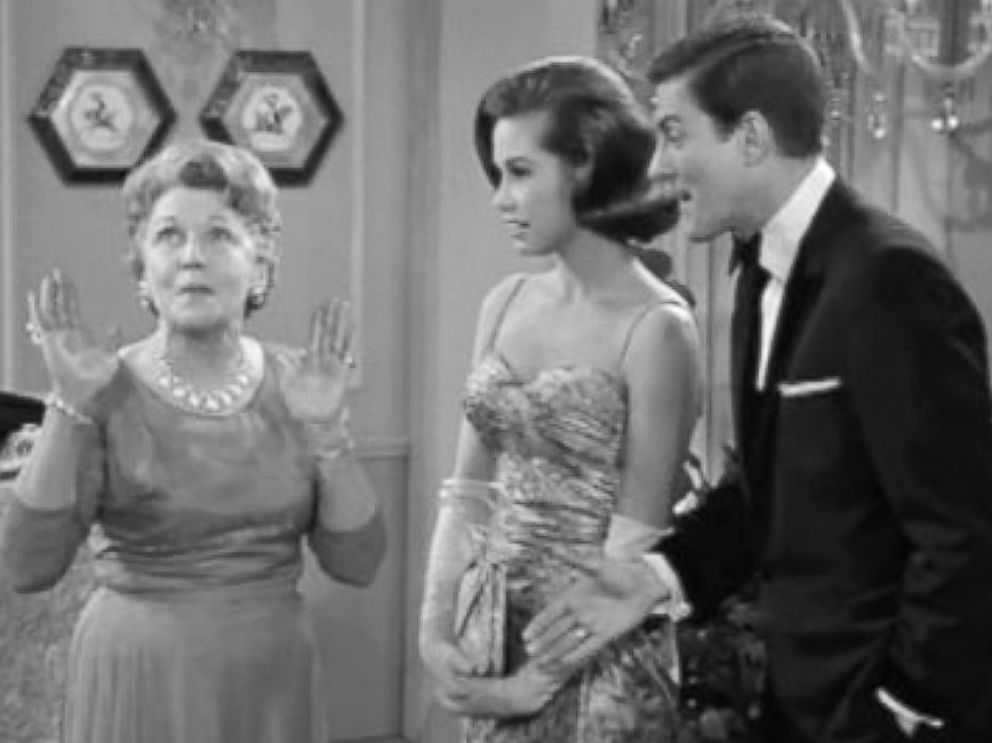 PHOTO: Doris Parker, as Mrs. Huntington, left, Mary Tyler Moore, as Laura Petrie, and Dick Van Dyke, as Rob Petrie in a scene from "The Dick Van Dyke Show."