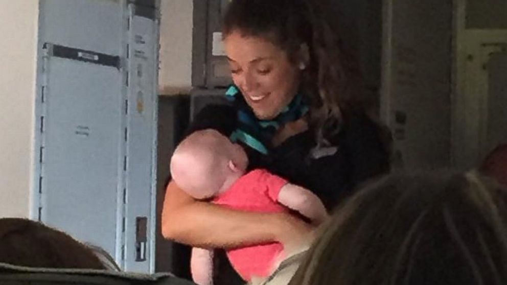 Whitney Poyntz thanked a WestJet flight attendant named Ashley after she helped soothe her baby mid-flight after "all hell broke loose."