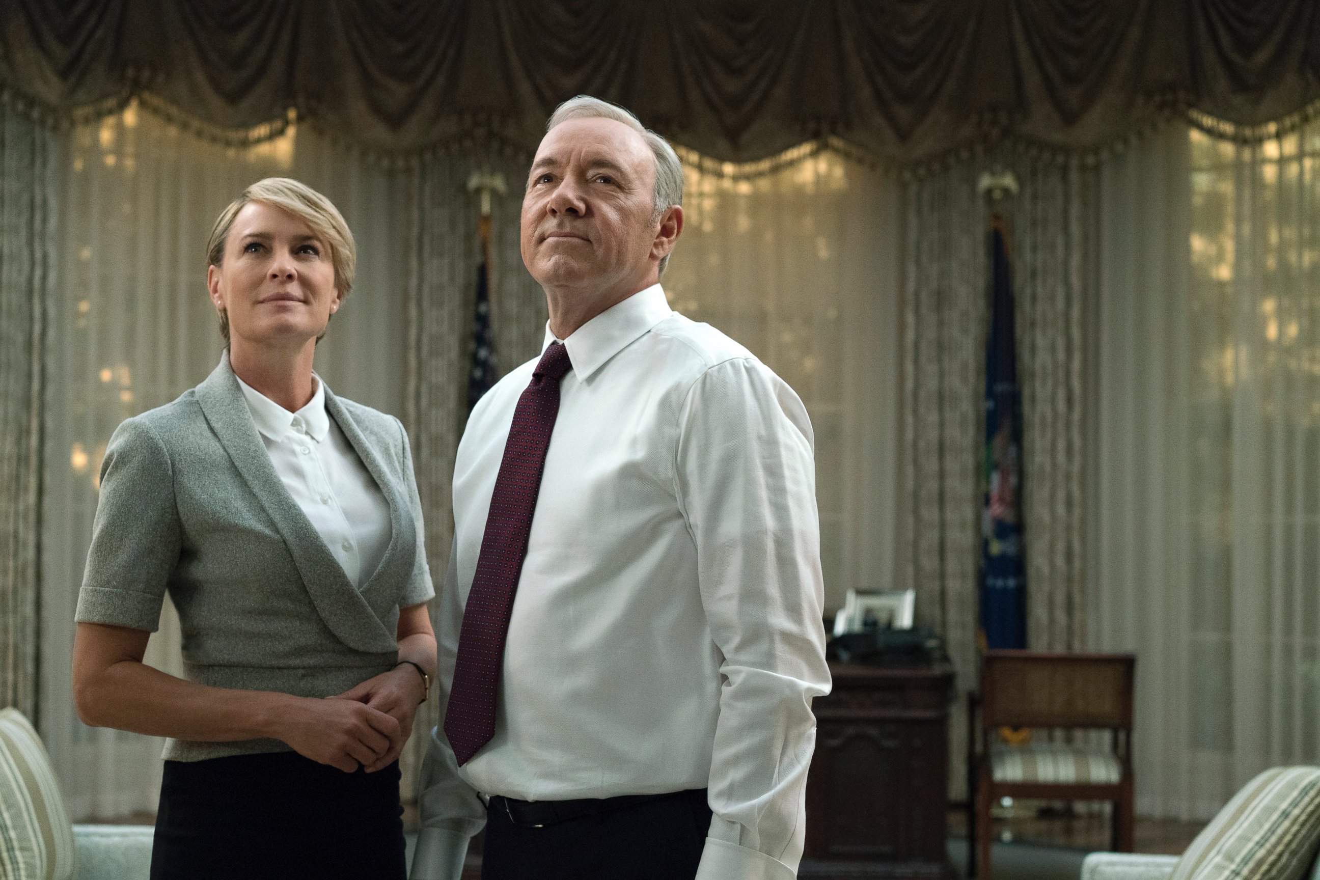 PHOTO: Robin Wright, as Claire Underwood, left, and Kevin Spacey, as Francis Underwood, in a scene from "House of Cards."