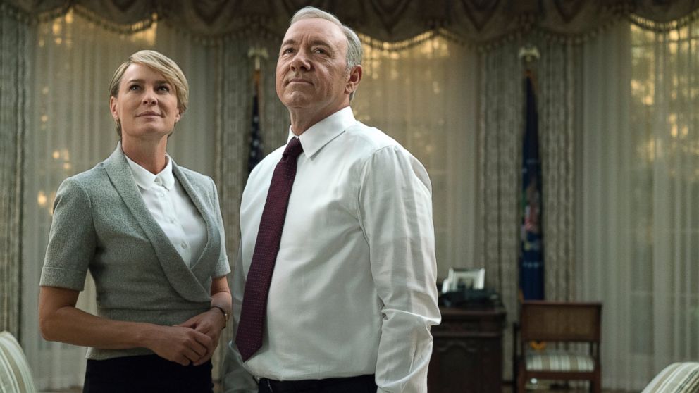 Robin Wright, as Claire Underwood, left, and Kevin Spacey, as Francis Underwood, in a scene from "House of Cards."