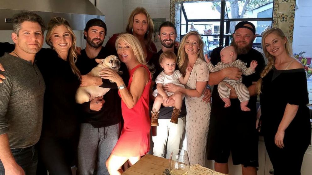 Caitlyn Jenner, center, is pictured with her family in this undated photo she posted to her Instagram account.
