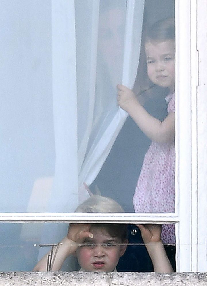 PHOTO: Prince George and Princess Charlotte are seen at Buckingham Palace, attending the annual Trooping the Color Ceremony in London, June 17, 2017.