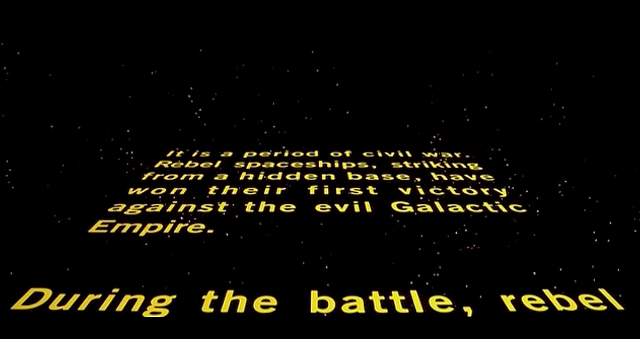 PHOTO: Opening sequence story crawl for "Star Wars: Episode IV - A New Hope."