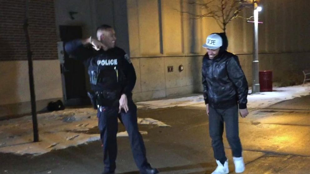 PHOTO: Police officer Jarrod Singh thought he was being called to break up a fight instead found himself in the middle of a music video shoot and showed off his own dance skills.