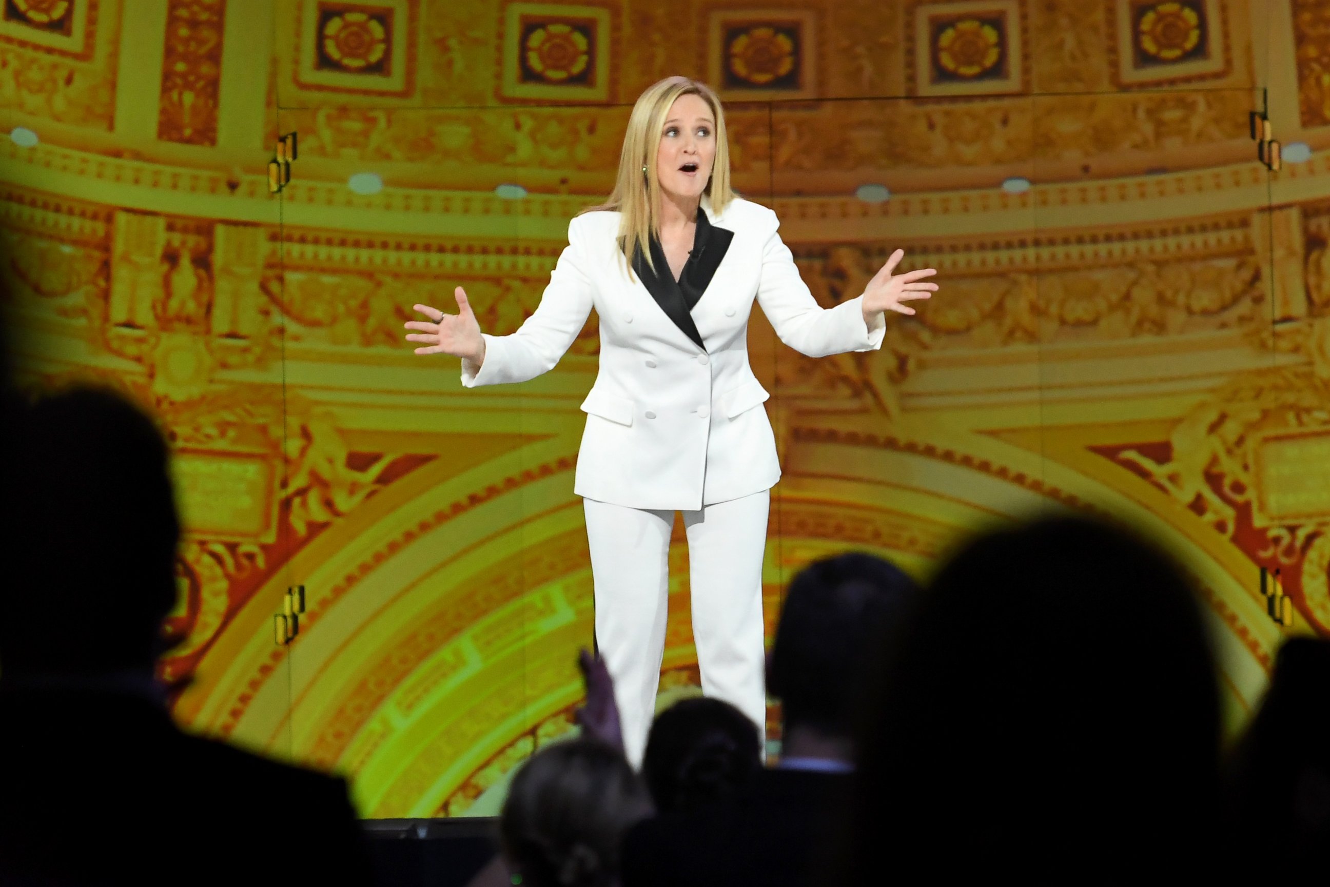 PHOTO: WASHINGTON, DC - APRIL 29:  Host Samantha Bee speaks onstage during Full Frontal With Samantha Bee's Not The White House Correspondents' Dinner at DAR Constitution Hall on April 29, 2017 in Washington, DC. 