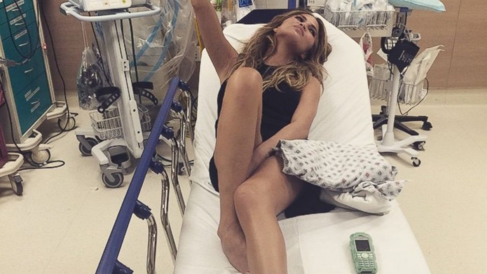 Chrissy Teigen posted this photo on Instagram with this caption: "Then I cracked a foot bone. I regret nothing," Jan. 22, 2015.