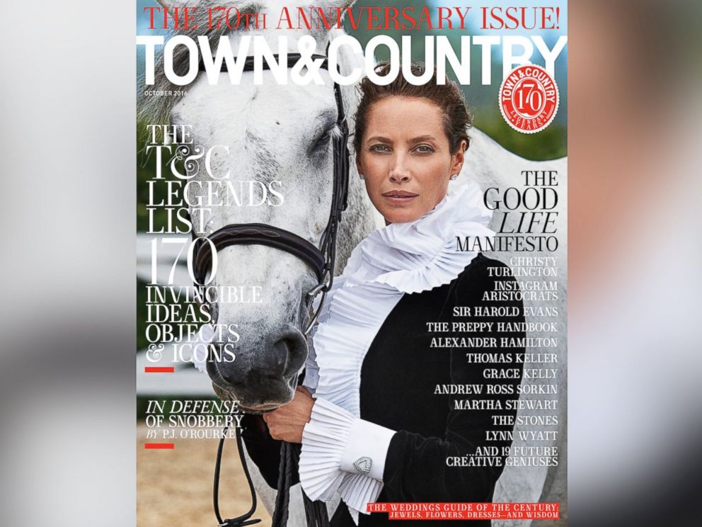 PHOTO: Christy Turlington graces the cover of Town & Country's October 2016 issue. 