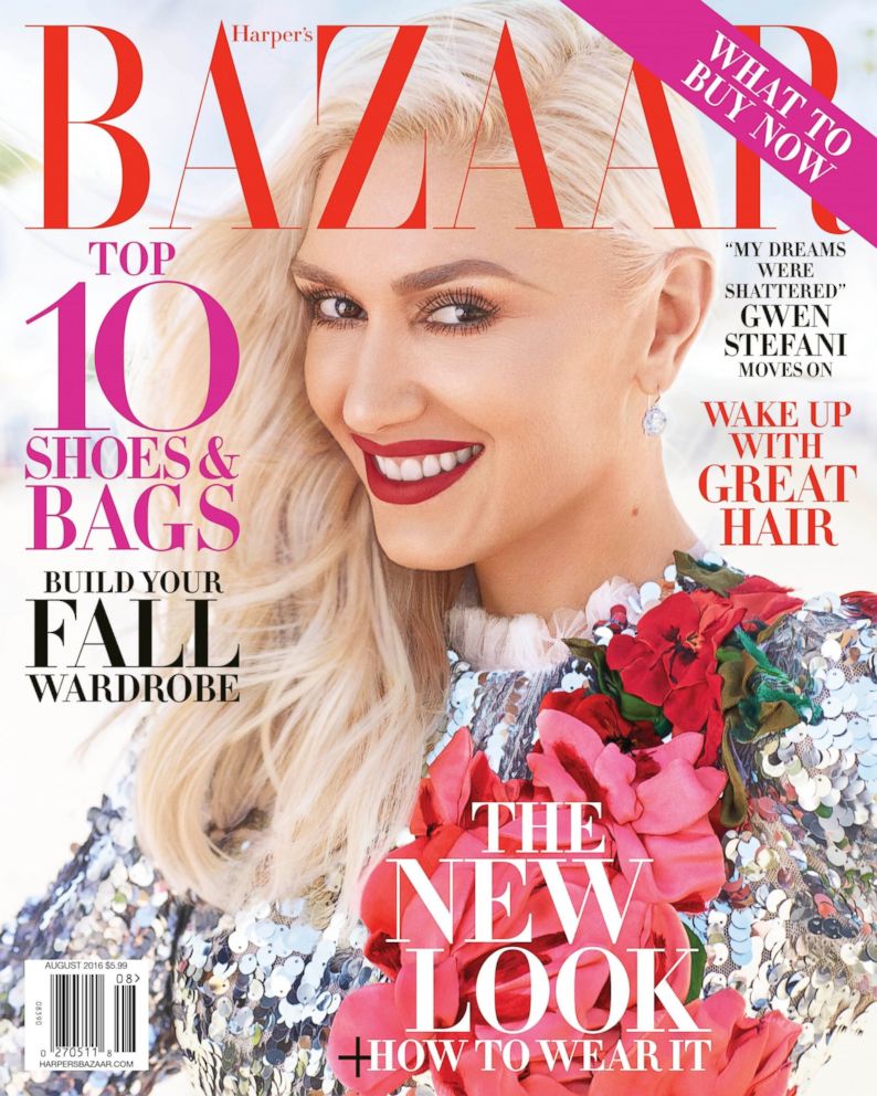 PHOTO: Gwen Stefani is seen on the cover of the August 2016 "Harper's Bazaar" magazine.