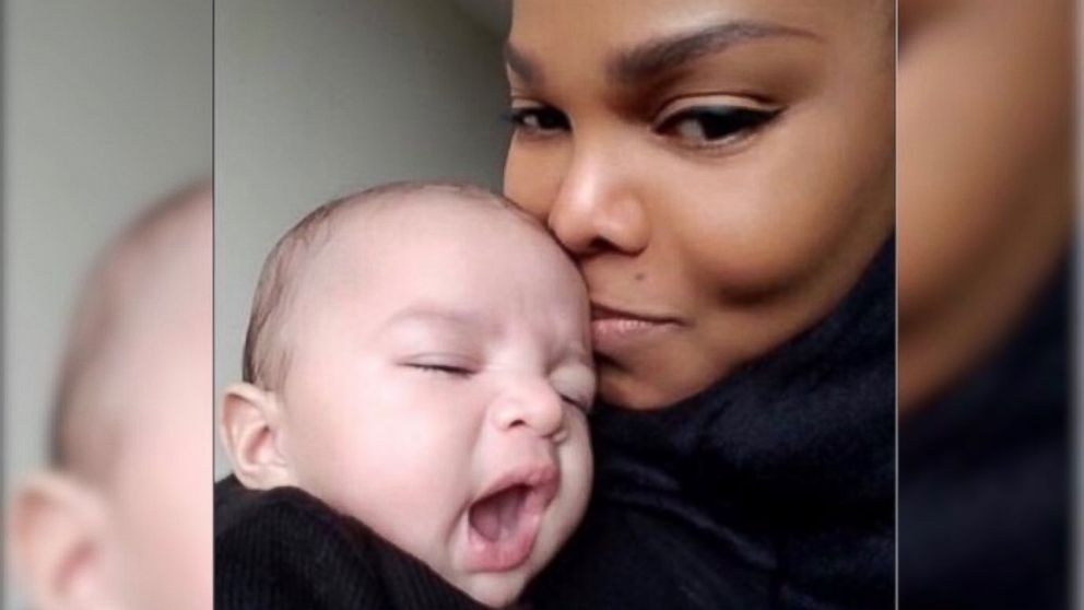 Janet Jackson tweeted this photo of herself and her newborn son Eissa on April 14, 2017.