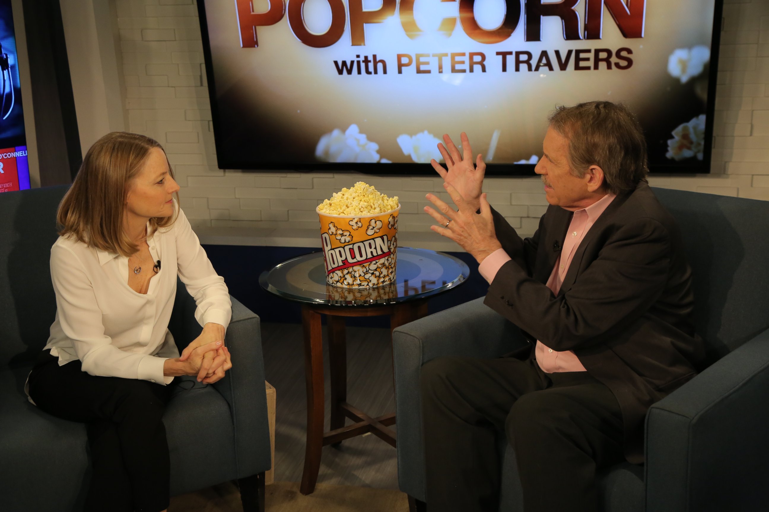 PHOTO:Jodie Foster and Peter Travers at the ABC Headquarters in New York, May 9, 2016.  