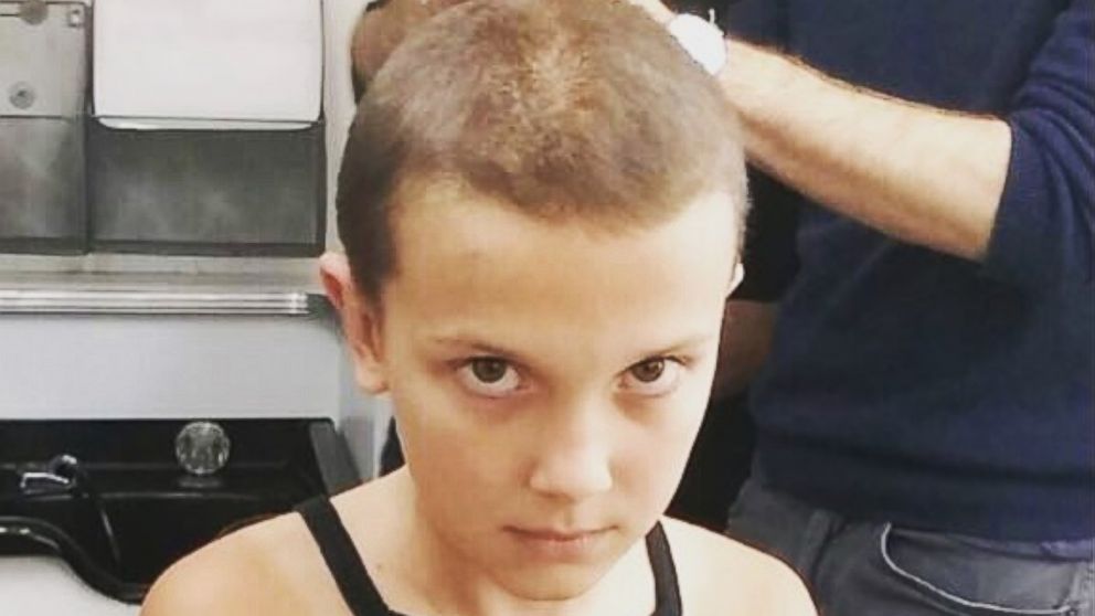 Millie Bobby Brown posted this photo to her Instagram account with the caption, "this is the day I shaved my head for the first time for #strangerthings," on Aug. 14, 2016.