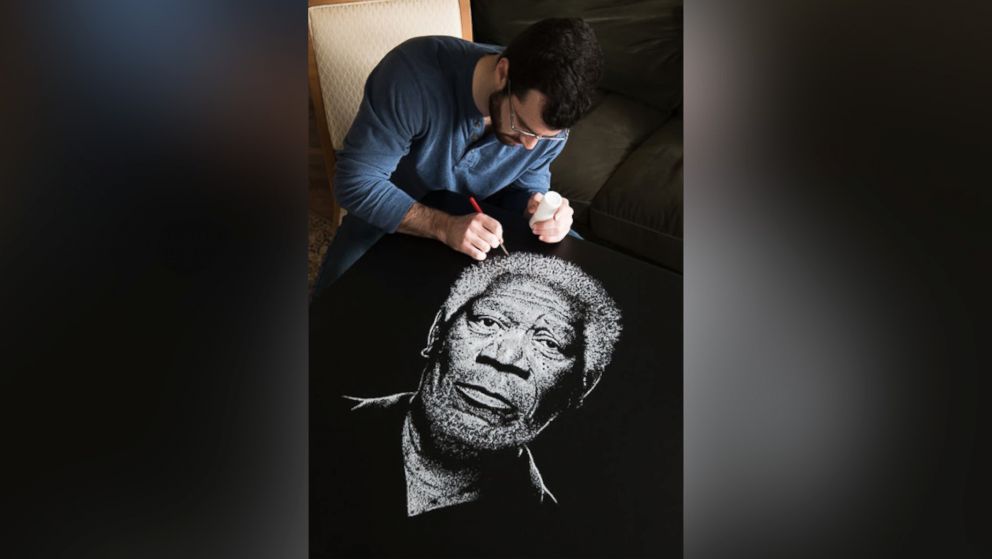 PHOTO: Brian Owens, of West Hartford, Conn., created a portrait of actor Morgan Freeman using salt.