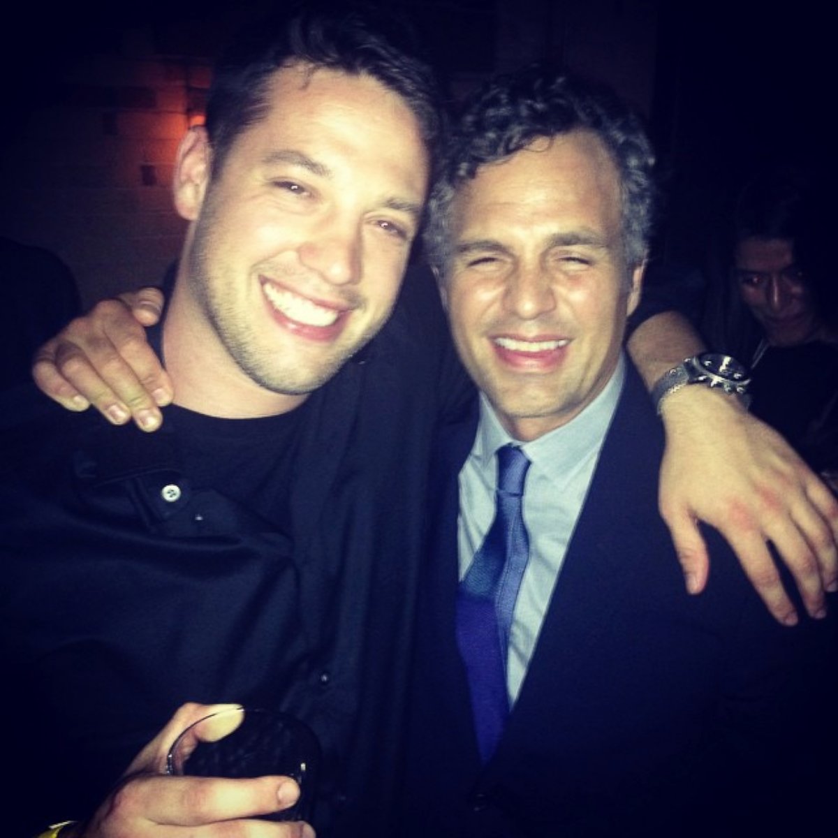 PHOTO: Alexander Schultz and Mark Ruffalo who plays his father in "Foxcatcher."