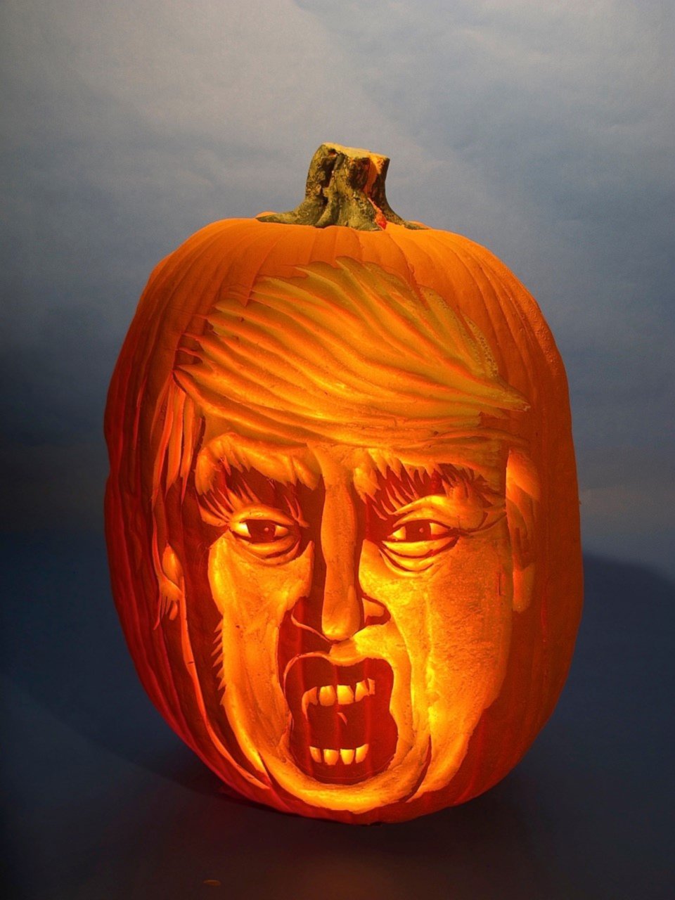 PHOTO: New York-based artist Hugh McMahon is known for his elaborate pumpkin carvings, particularly of political candidates.