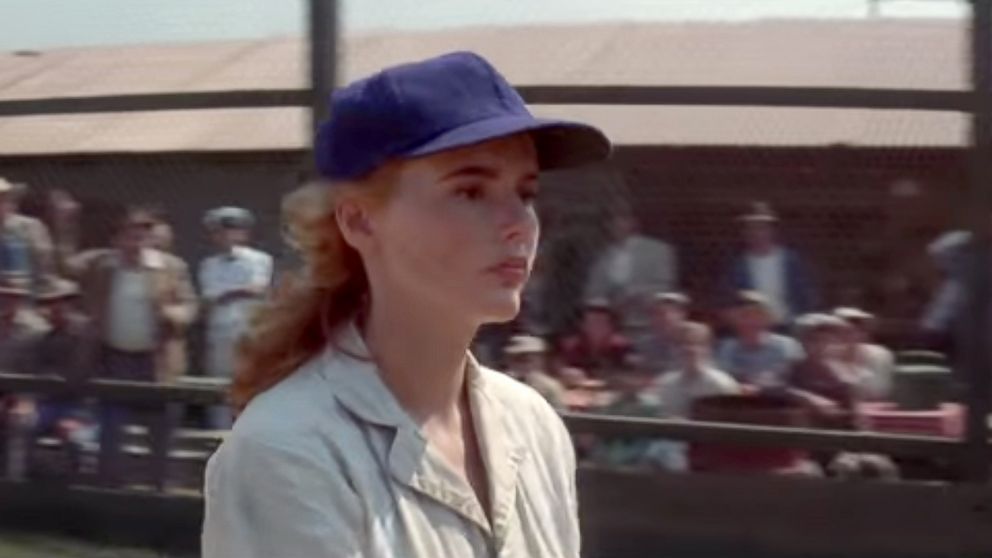 Geena Davs in a scene from "A League of Their Own."