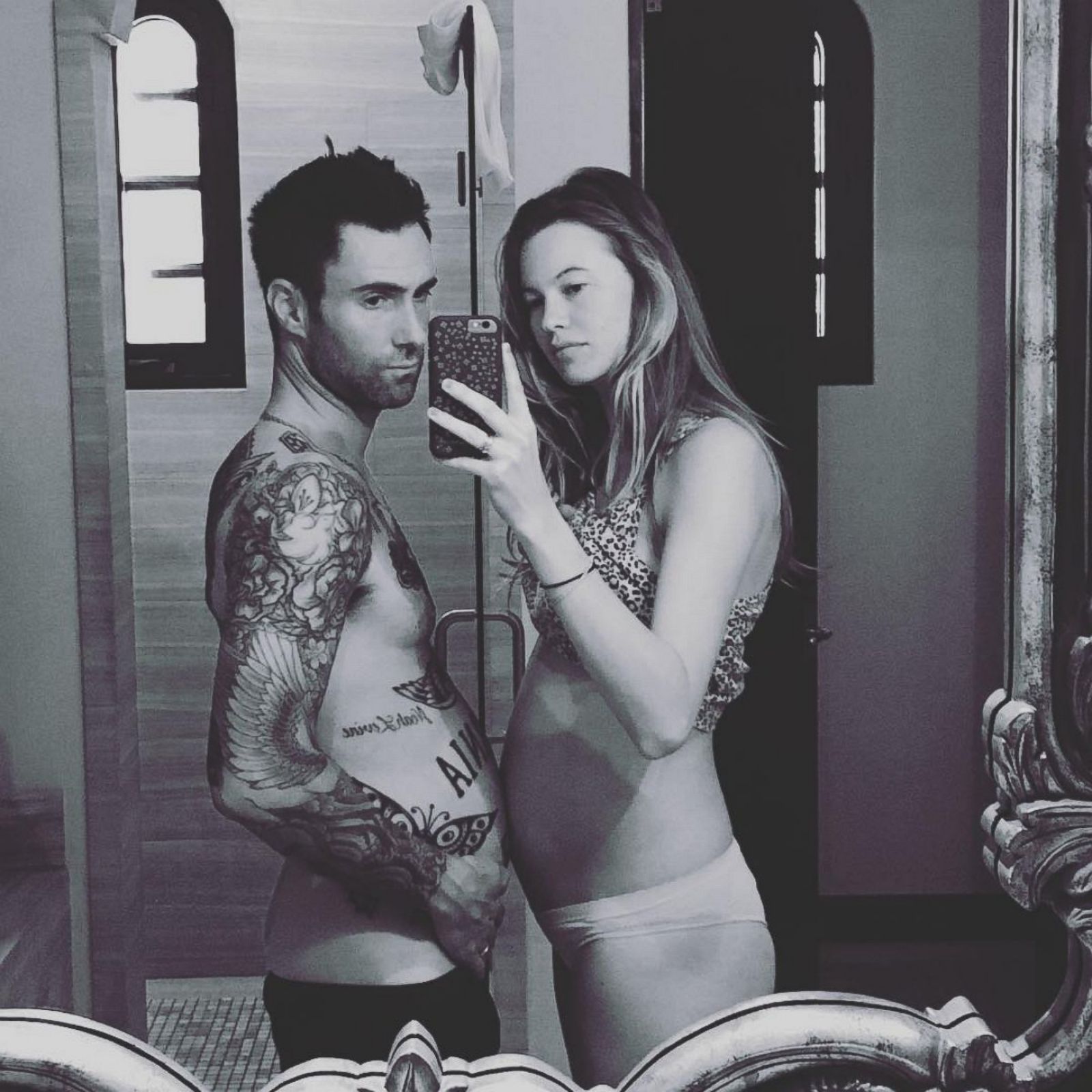 Adam Levine and His Pregnant Wife Behati Prinsloo Take a Selfie from Kerry ...