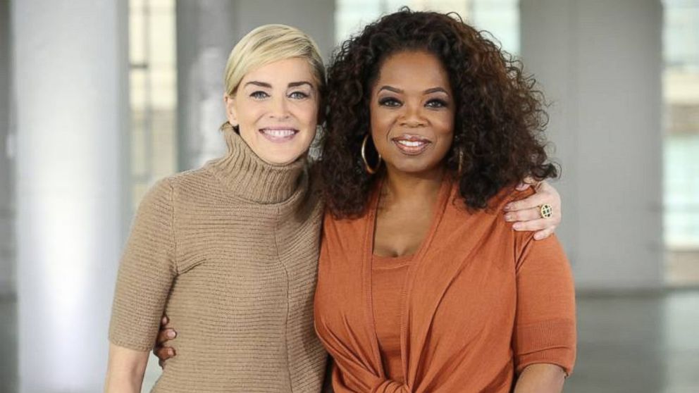 Oprah Winfrey with Sharon Stone.