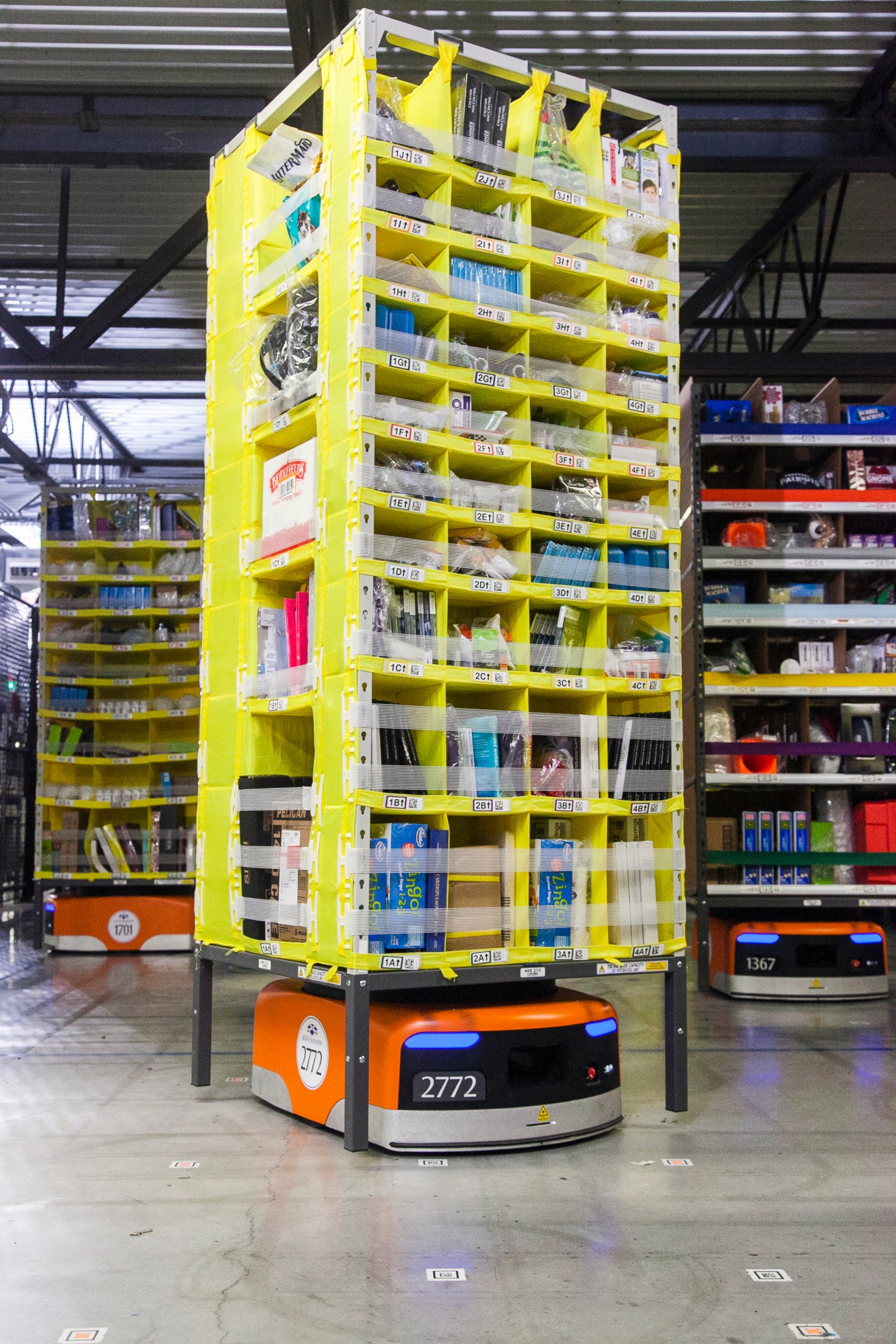 PHOTO: Amazon's Kiva robots are working to help expedite customer orders.