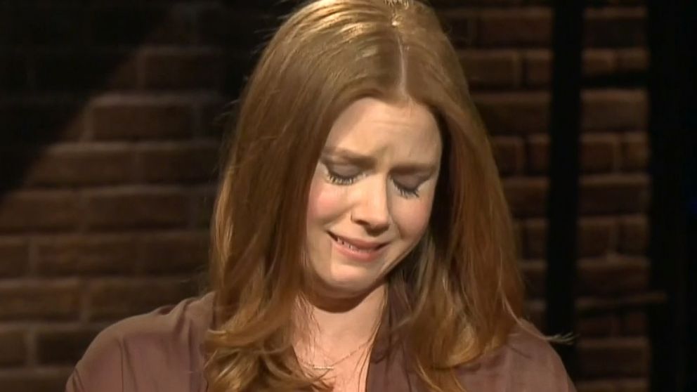 Amy Adams cries as she speaks about working with Philip Seymour Hoffman on an episode of 'Inside the Actor's Studio,' Feb. 19, 2014 in New York.