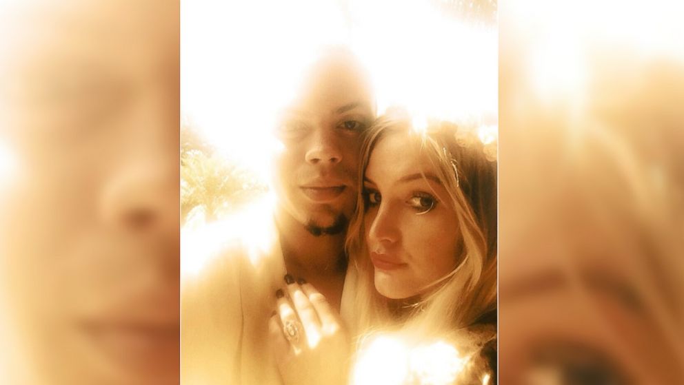 Newly engaged Evan Ross and Ashlee Simpson are seen in this photo tweeted by Ross, Jan. 13, 2014. 