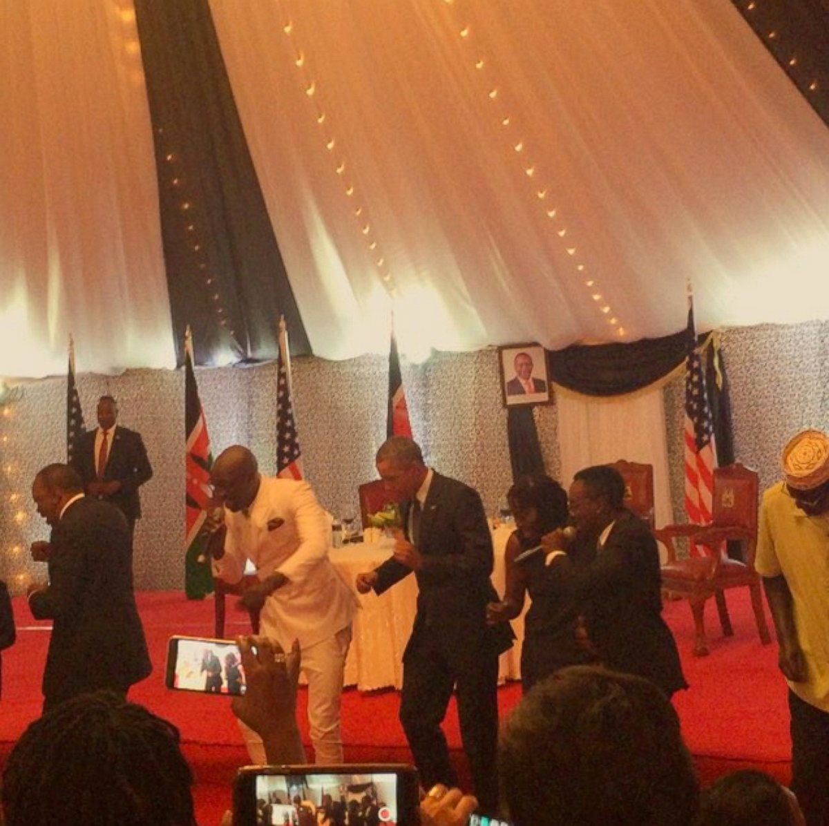 PHOTO: Sauti Sol posted video of President Obama dancing at the State House in Nairobi, Kenya, July 25, 2015. 