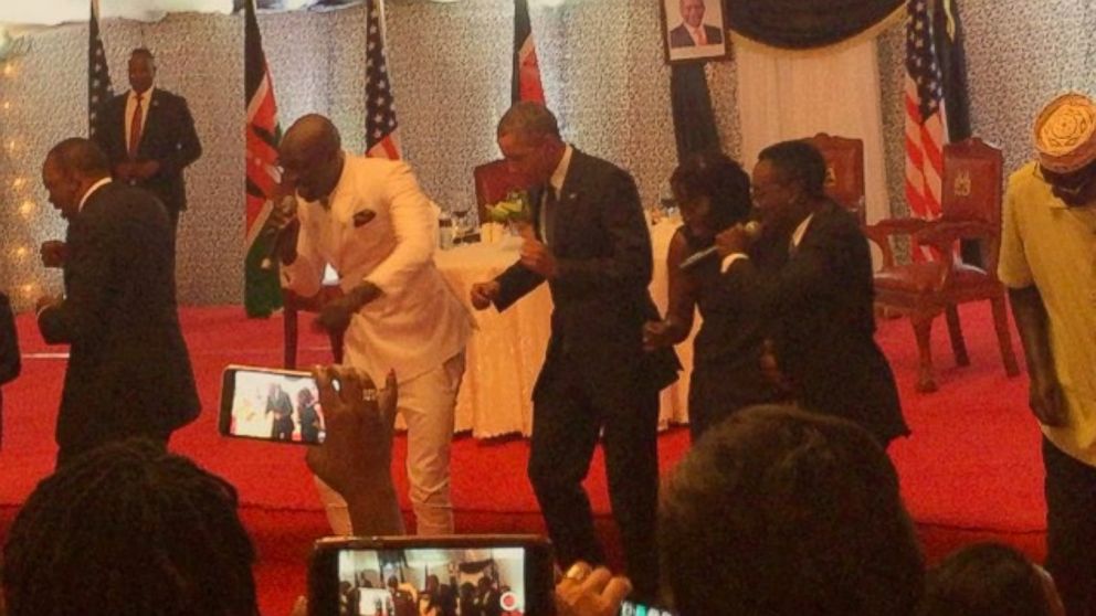 Sauti Sol posted video of President Obama dancing at the State House in Nairobi, Kenya, July 25, 2015. 