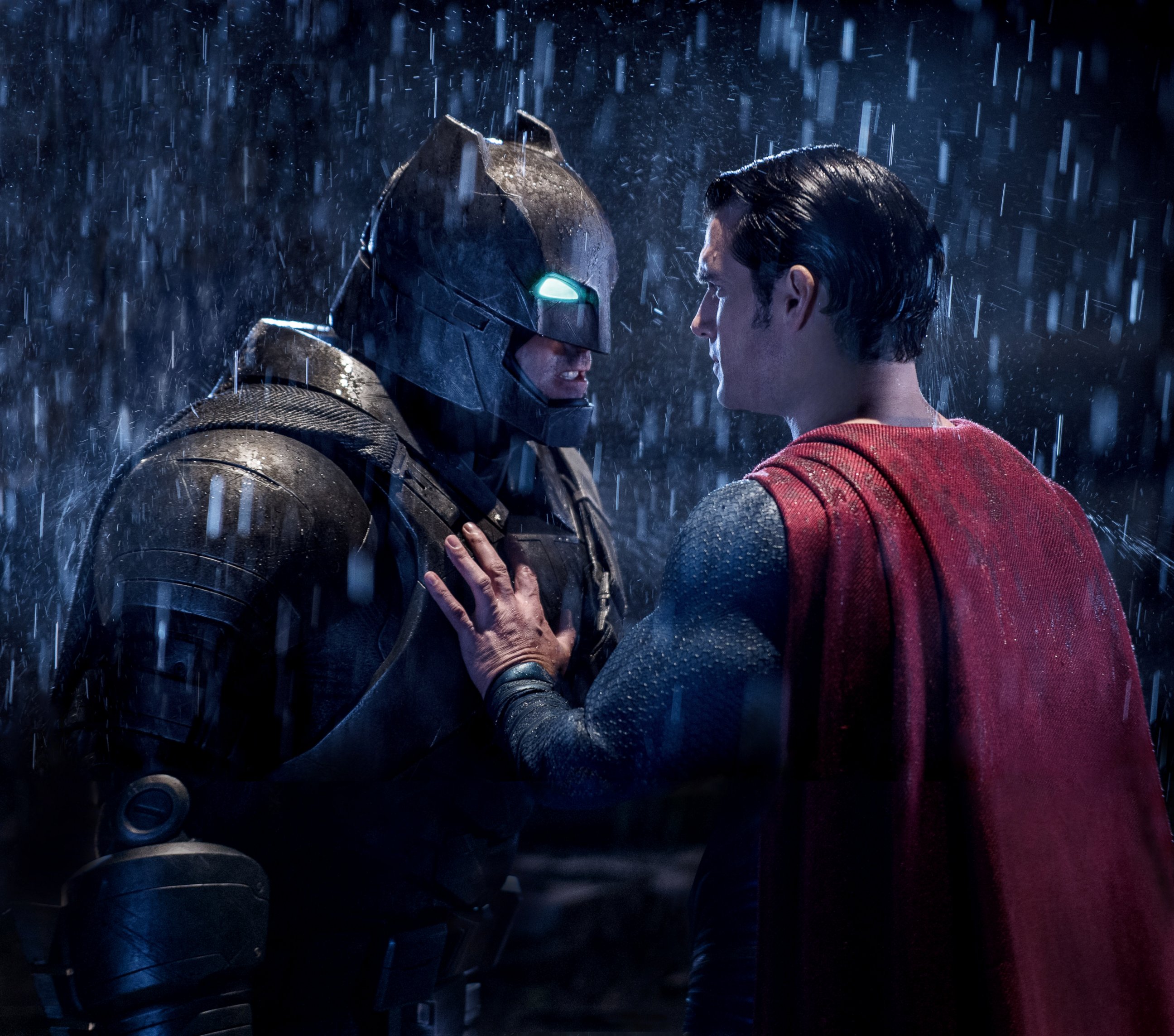 PHOTO: Batman and Superman are pictured in a production still from the film Batman v. Superman: Dawn of Justice.