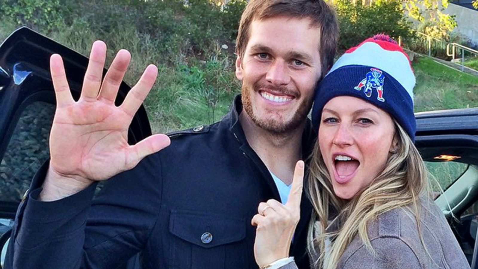 Tom Brady and Gisele Bundchen vist Cars Land with the kids