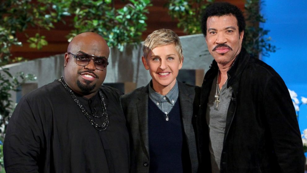 Singers Lionel Richie and Ceelo Green make an appearance on "The Ellen DeGeneres Show," Feb. 19, 2014. 