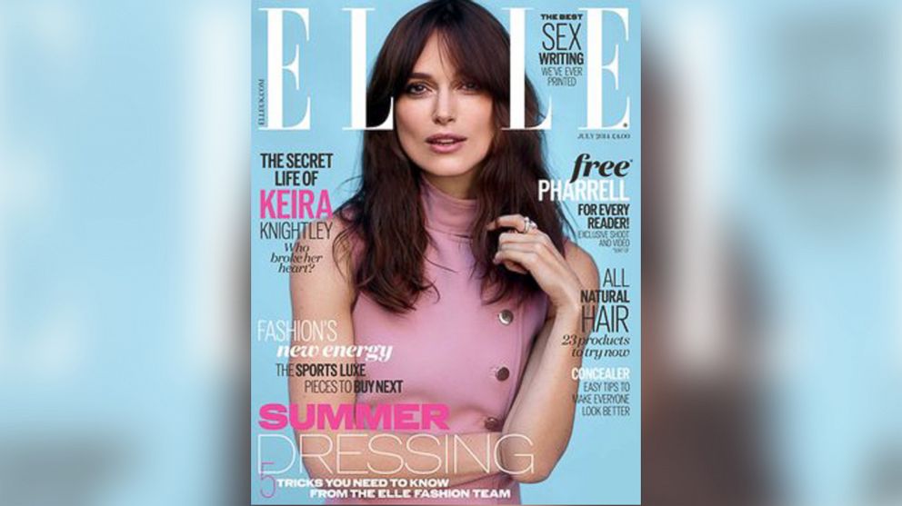 Keira Knightley on the July cover of UK magazine, "Elle".