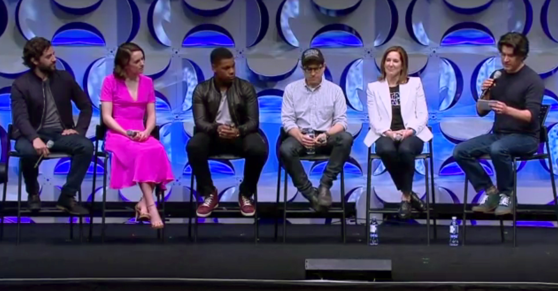 PHOTO: The cast of "Star Wars: The Force Awakens" discuss the new movie live during a panel at Star Wars Celebration Anaheim, April 16, 2015.