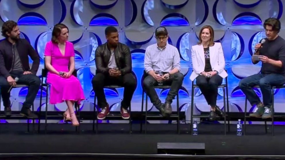 PHOTO: The cast of "Star Wars: The Force Awakens" discuss the new movie live during a panel at Star Wars Celebration Anaheim, April 16, 2015.