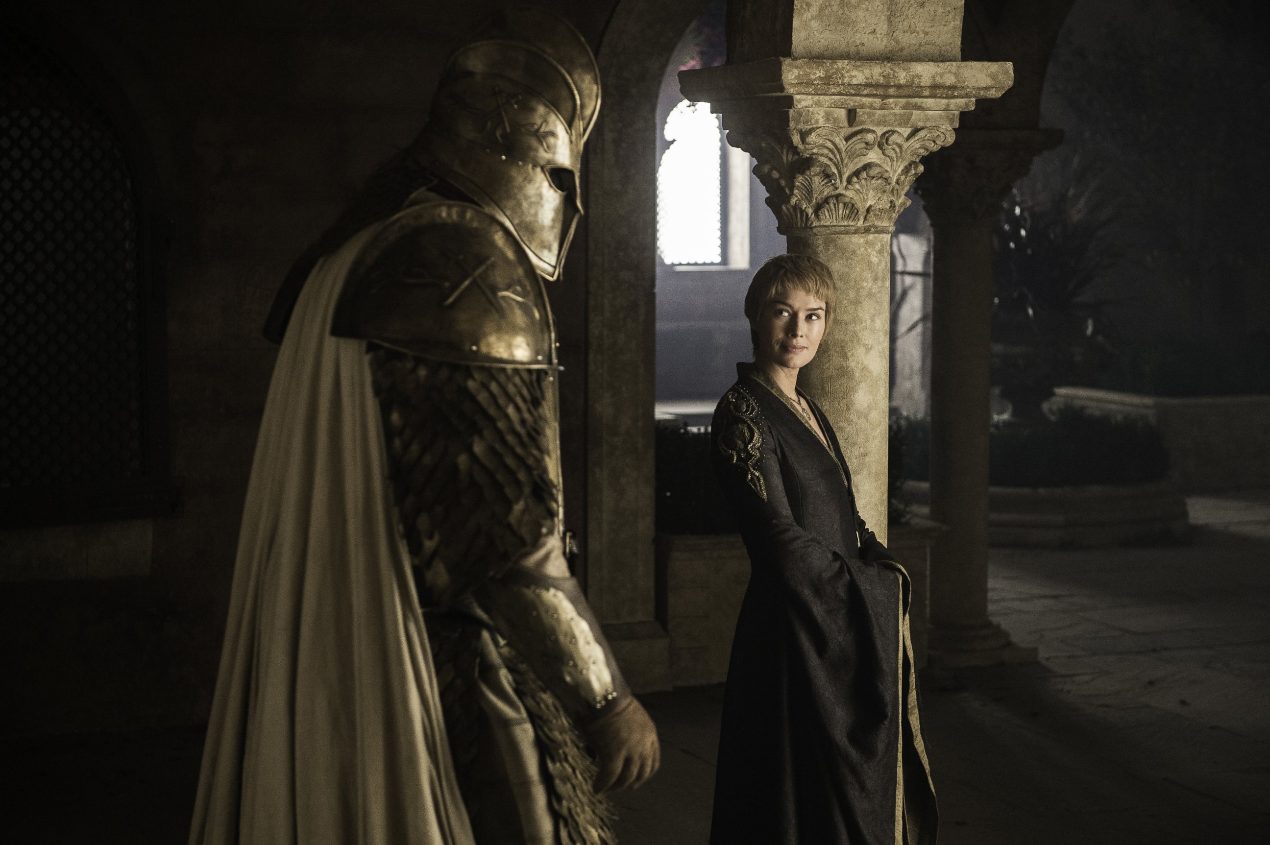PHOTO: Hafpor Julius Bjornsson and Lena Headey appear in an episode of HBO's "Game of Thrones."