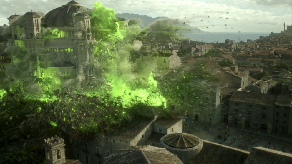 The Great Sept of Baelor is seen exploding in a scene from "Game of Thrones."