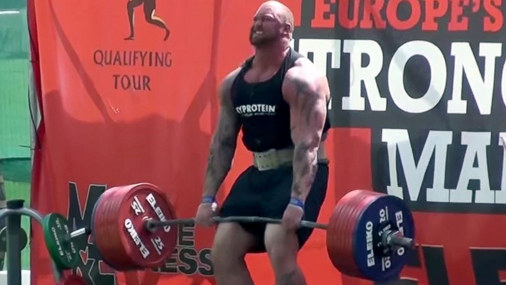 Hafthor Bjornsson who plays the Mountain in 'Game of Thrones' competes in Europe's Strongman Competition. 